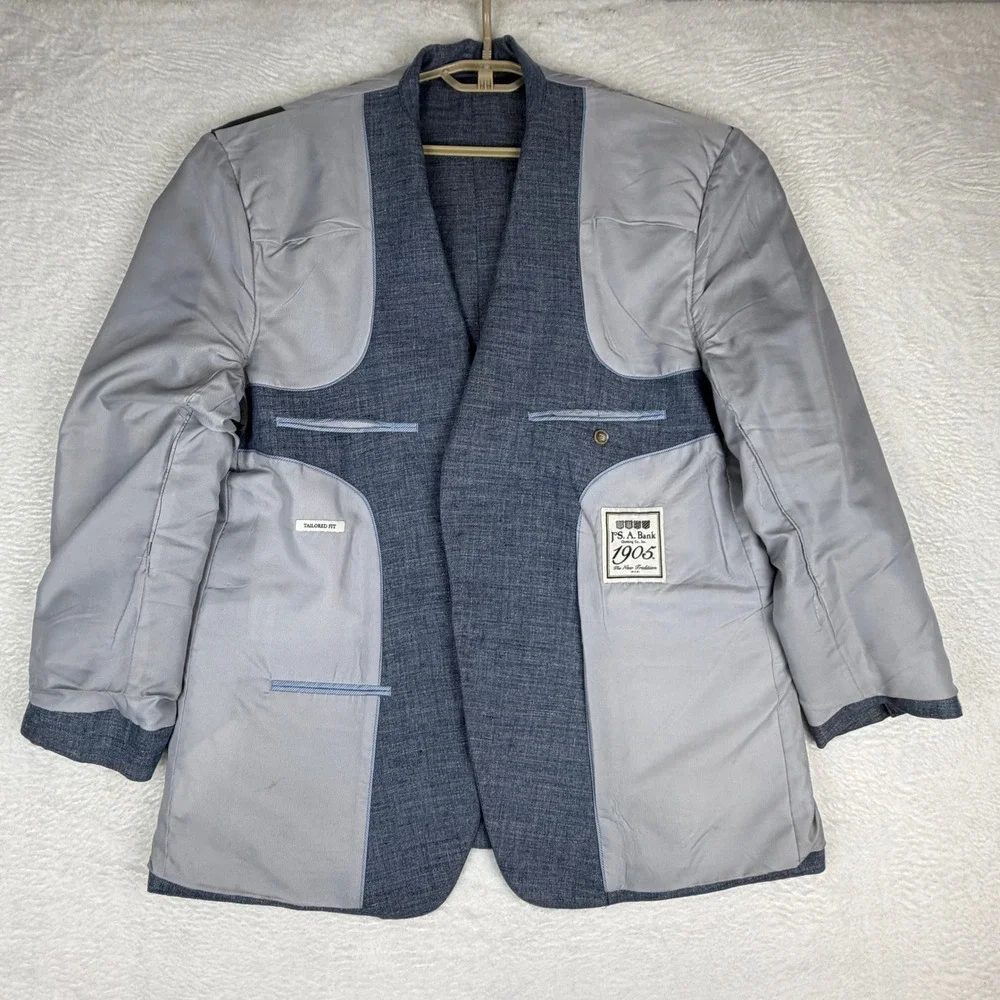 Jos A Bank 1905 Sport Coat Mens 44S Blue 100% Linen Tailored Fit Blazer